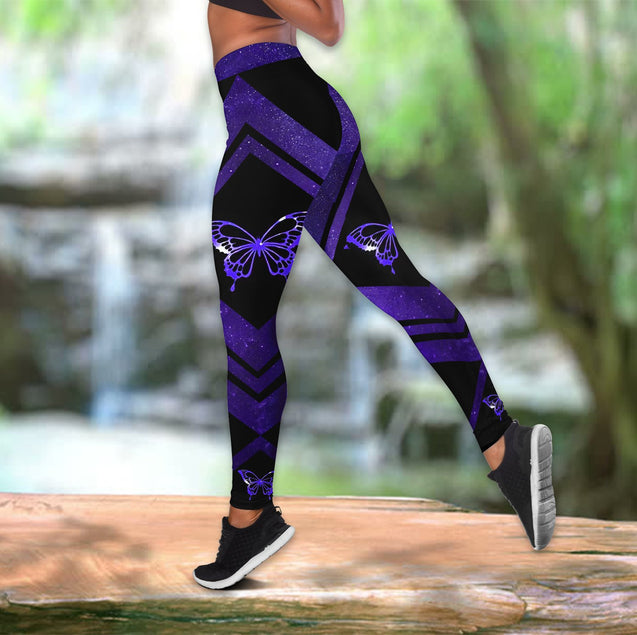 Purple butterfly legging + hollow tank combo HAC150402-Apparel-HG-S-No tank-Vibe Cosy™