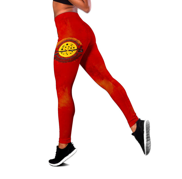 Aboriginal Boomerang And Lizard Pattern Legging + Hollow Tank Combo