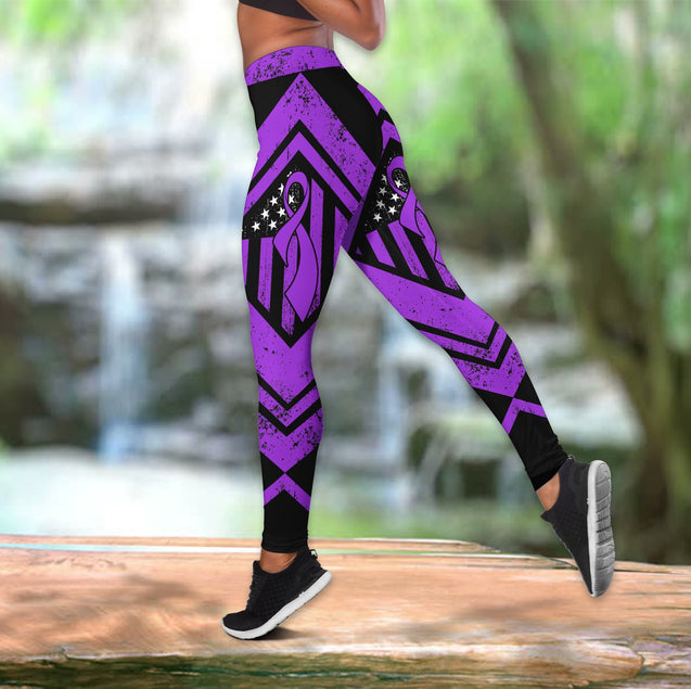 Epilepsy awareness ribbon legging + hollow tank combo HAC260408-Apparel-HG-S-No tank-Vibe Cosy™