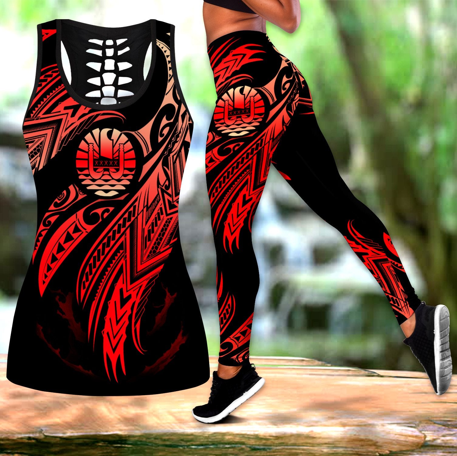 Amazing Tahiti Polynesian 3D Tattoo Deluxe Legging & Tank top ML