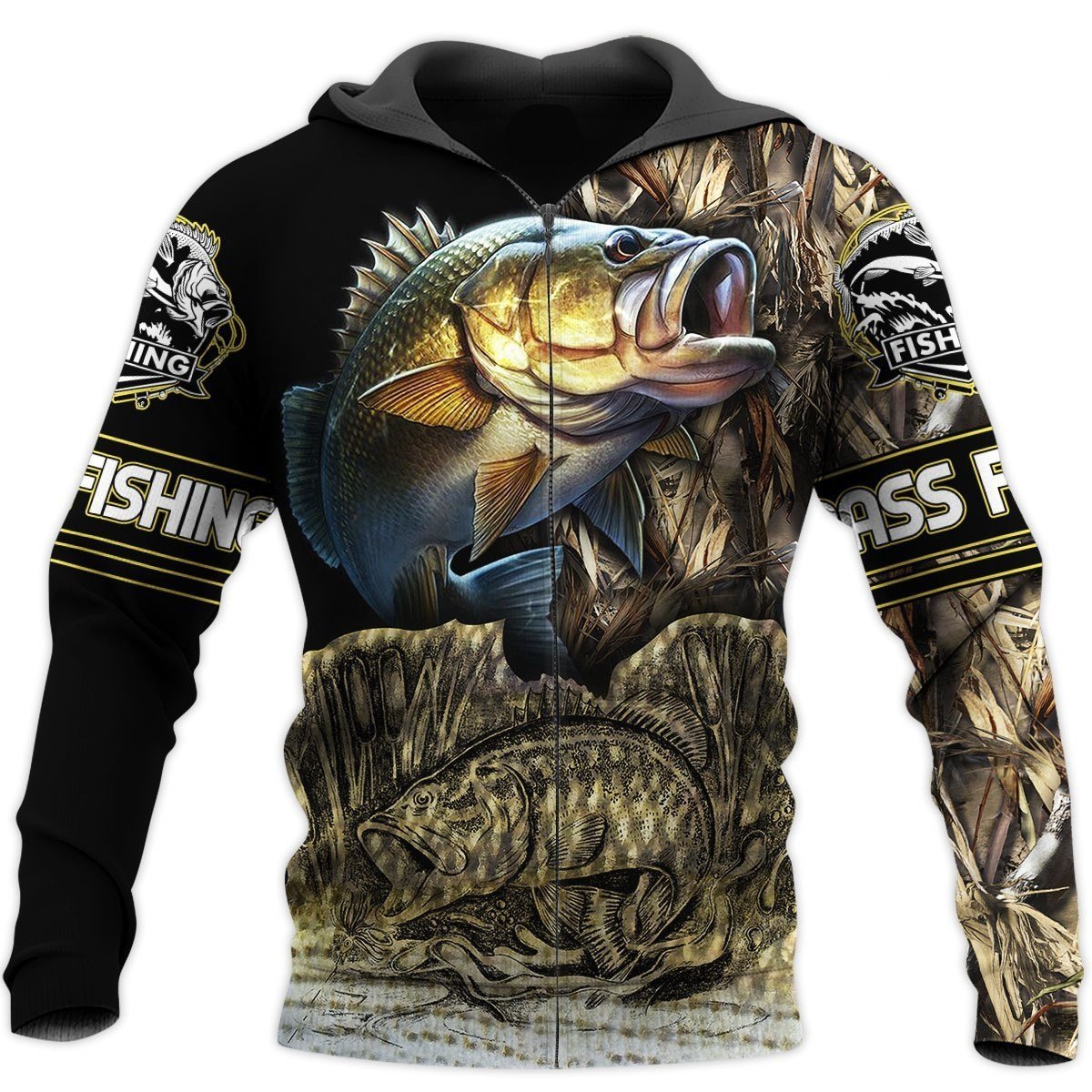 Bass Fishing 3D All Over Printed Shirts for Men and Women TT0038-Apparel-TT-Zipped Hoodie-S-Vibe Cosy™