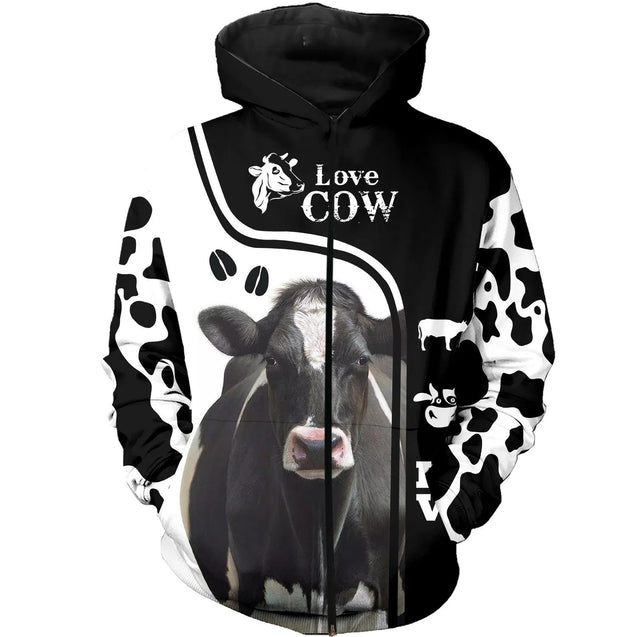 Dairy Cow Hoodie T-Shirt Sweatshirt for Men and Women NM121103-Apparel-NM-Zip hoodie-S-Vibe Cosy™