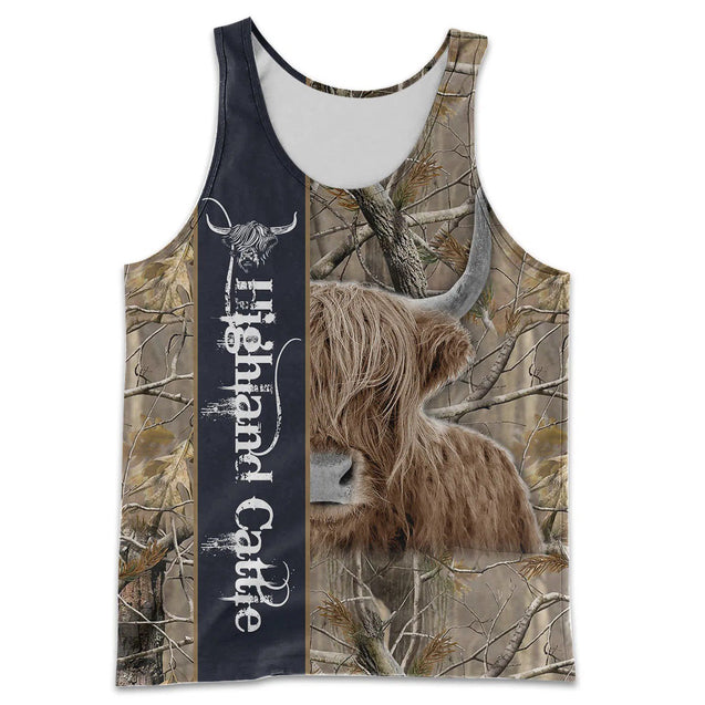 Highland Cattle Cow Hoodie T-Shirt Sweatshirt for Men and Women NM121105-Apparel-NM-Men's tank top-S-Vibe Cosy™