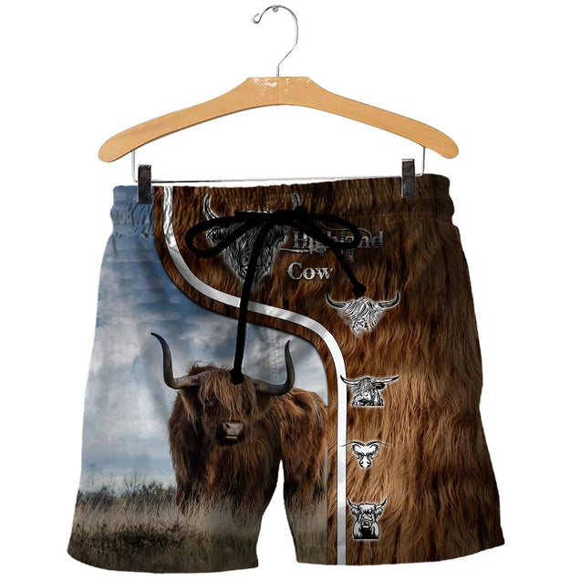 Highland Cattle Cow Hoodie T-Shirt Sweatshirt for Men and Women NM121108-Apparel-NM-Shorts-S-Vibe Cosy™