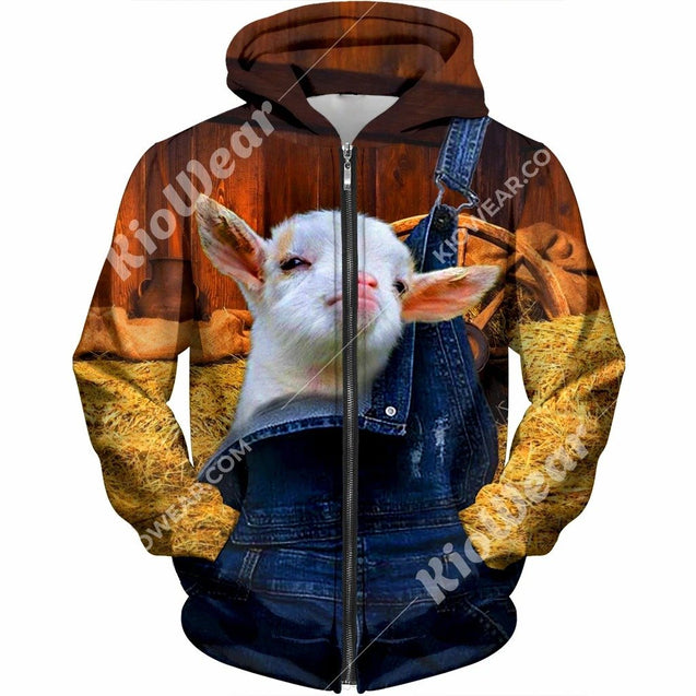 Baby Goat Hoodie T-Shirt Sweatshirt for Men and Women NM121113-Apparel-NM-Zip hoodie-S-Vibe Cosy™