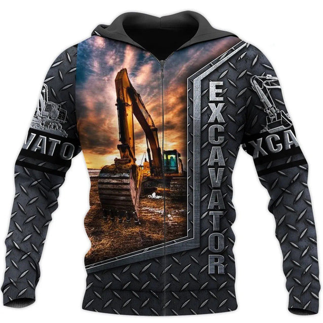 Excavator Heavy Equipment Hoodie T-Shirt Sweatshirt for Men and Women NM180203-Apparel-NM-Zip hoodie-S-Vibe Cosy™