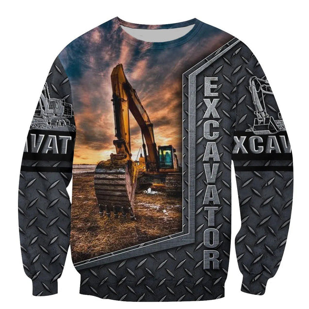 Excavator Heavy Equipment Hoodie T-Shirt Sweatshirt for Men and Women NM180203-Apparel-NM-Sweater-S-Vibe Cosy™