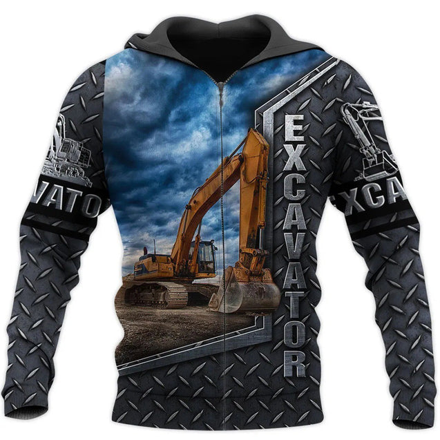 Excavator Heavy Equipment Hoodie T-Shirt Sweatshirt for Men and Women NM180204-Apparel-NM-Zip hoodie-S-Vibe Cosy™