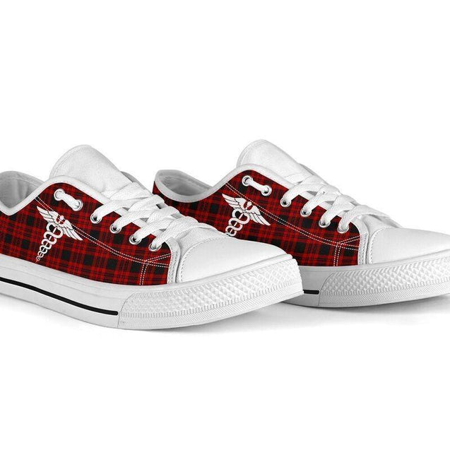 Nurse Christmas Plaid Pattern Low Top Shoes NM180306-Apparel-NM-US5 (EU35)-Vibe Cosy™