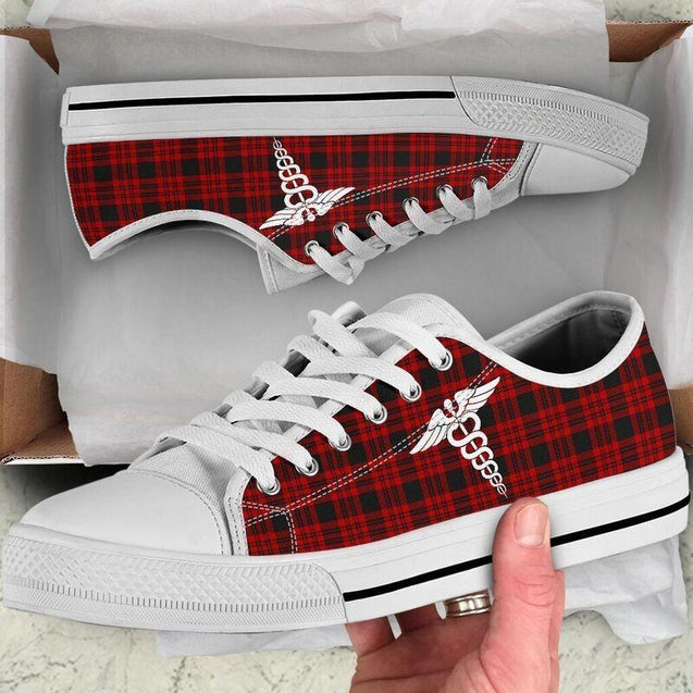 Nurse Christmas Plaid Pattern Low Top Shoes NM180306-Apparel-NM-US5 (EU35)-Vibe Cosy™