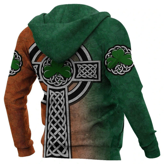 Irish Saint Patrick's Day Shamrock Celtic Cross Hoodie T-Shirt Sweatshirt-Apparel-NM-Hoodie-S-Vibe Cosy™