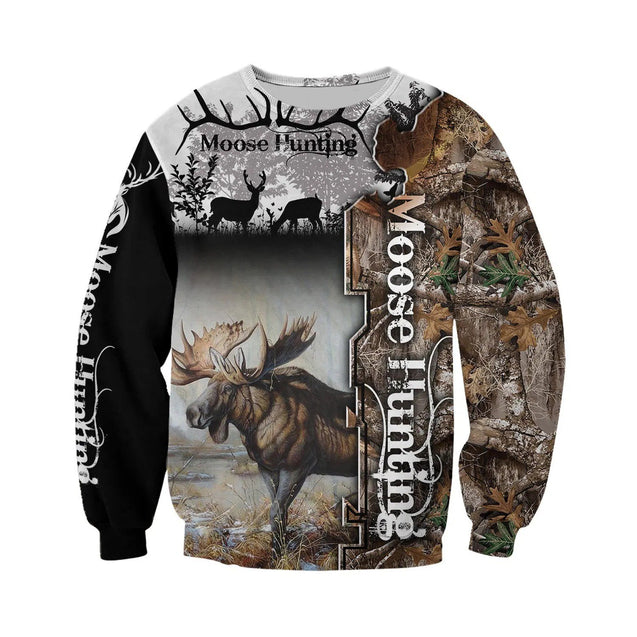 Camo Moose Hunting Hoodie T-Shirt Sweatshirt for Men and Women NM280201-Apparel-NM-Sweater-S-Vibe Cosy™