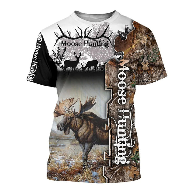 Camo Moose Hunting Hoodie T-Shirt Sweatshirt for Men and Women NM280201-Apparel-NM-T-shirt-S-Vibe Cosy™