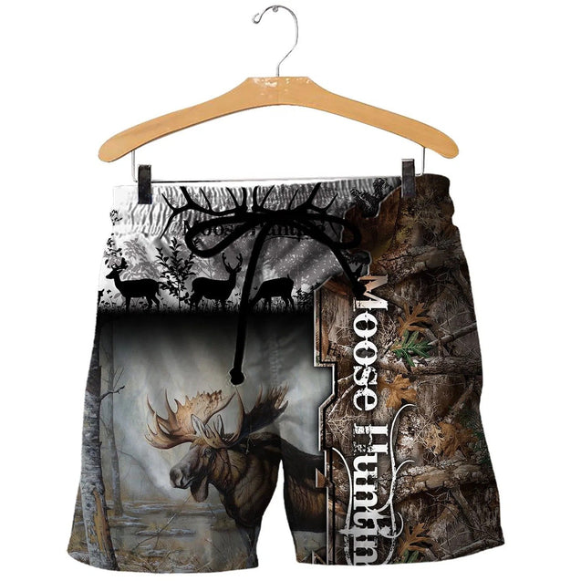 Camo Moose Hunting Hoodie T-Shirt Sweatshirt for Men and Women NM280201-Apparel-NM-Shorts-S-Vibe Cosy™