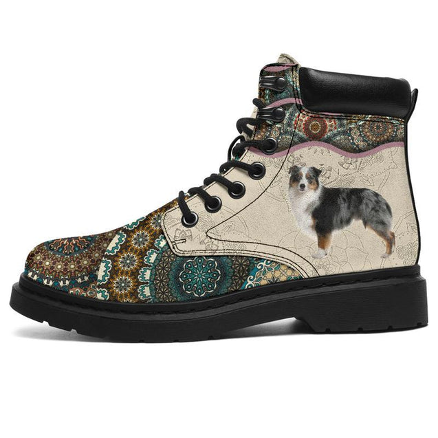 Australian Shepherd Boho pattern all season boots NNK022102-Shoes-NNK-Women's Leather Boots-US5 (EU35)-Vibe Cosy™