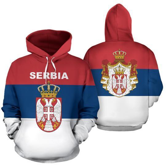 Serbia Flag and Coat of Arms Hoodie NNK 026-Apparel-NNK-Hoodie-S-Vibe Cosy™