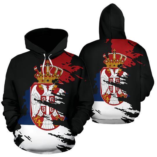 Serbia Hoodie Flag Painting NNK 029-Apparel-NNK-Hoodie-S-Vibe Cosy™