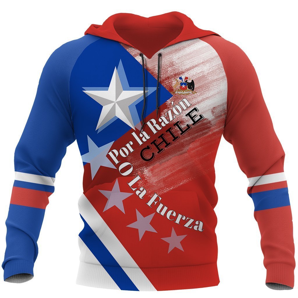 Chile Flag With Coat of Arms Design Hoodie NNK 100-Apparel-NNK-Hoodie-S-Vibe Cosy™