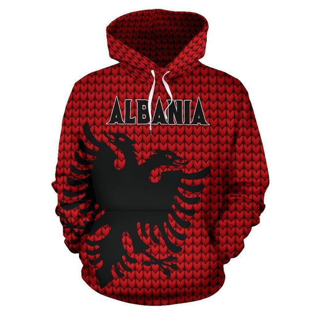 Albania Hoodie Knitted Flag Color NNK 1112-Apparel-NNK-Hoodie-S-Vibe Cosy™