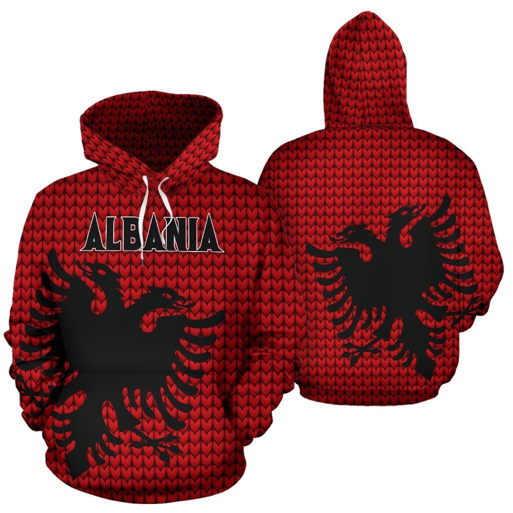 Albania Hoodie Knitted Flag Color NNK 1112-Apparel-NNK-Hoodie-S-Vibe Cosy™