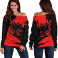 Albania Hoodie Flag Painting NNK 1114-Apparel-NNK-Woman's Off Shoulder Sweater-S-Vibe Cosy™