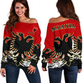Albania Special Hoodie NNK 1116-Apparel-NNK-Woman's Off Shoulder Sweatshirt-S-Vibe Cosy™