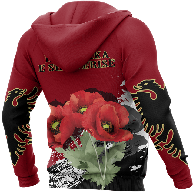 Albania - Poppy National Flower Special Hoodie NNK 1129-Apparel-NNK-Hoodie-S-Vibe Cosy™