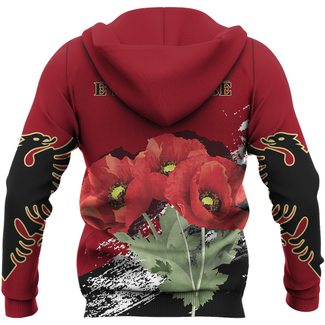 Albania - Poppy National Flower Special Hoodie NNK 1129-Apparel-NNK-Zip-Up Hoodie-S-Vibe Cosy™