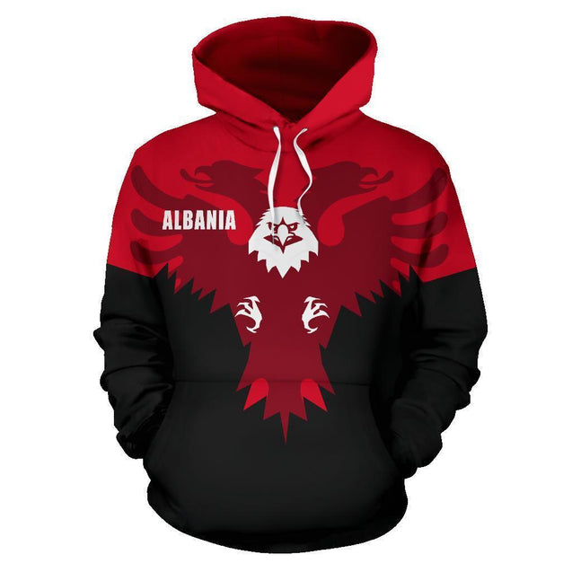 Albania All Over Hoodie Eagle With Flag NNK 1134-Apparel-NNK-Hoodie-S-Vibe Cosy™