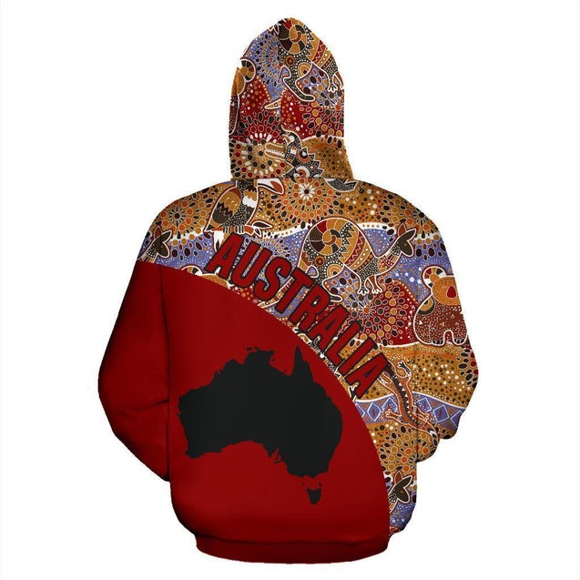 Australia Hoodie Aboriginal Kangaroo Red NNK 1409-Apparel-PL8386-Zip -Up Hoodie-S-Vibe Cosy™