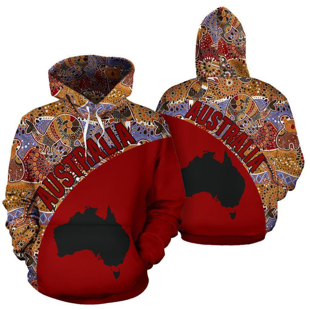 Australia Hoodie Aboriginal Kangaroo Red NNK 1409-Apparel-PL8386-Hoodie-S-Vibe Cosy™