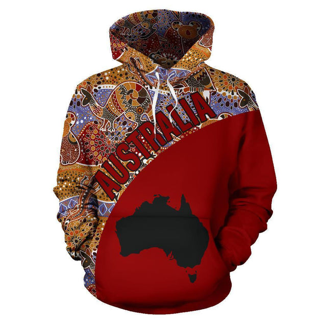 Australia Hoodie Aboriginal Kangaroo Red NNK 1409-Apparel-PL8386-Hoodie-S-Vibe Cosy™