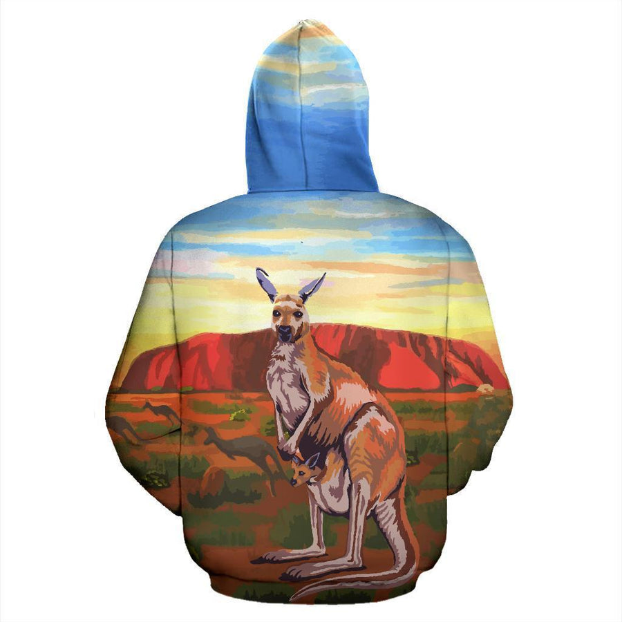 Kangaroo Uluru Australia Zip Up Hoodie - NNK1432-Apparel-PL8386-Zip-up Hoodie-S-Vibe Cosy™