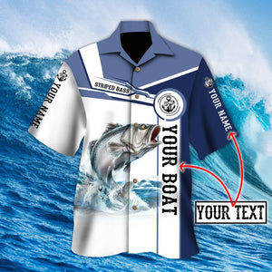 Custom name Striped Bass fishing Catch and Release 3D Design Fishing Hawaii Shirt