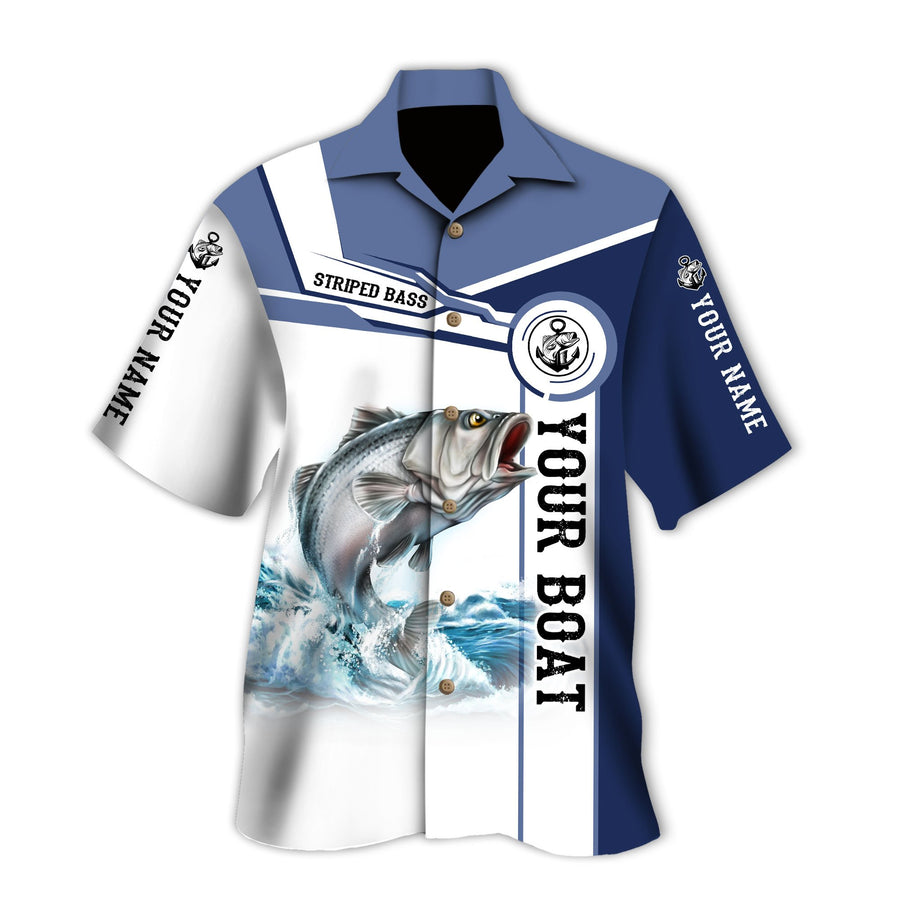 Custom name Striped Bass fishing Catch and Release 3D Design Fishing Hawaii Shirt