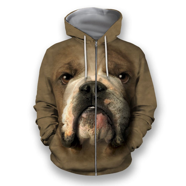 3D All Over Print Bulldog Face-Apparel-NTT-Zip-S-Vibe Cosy™