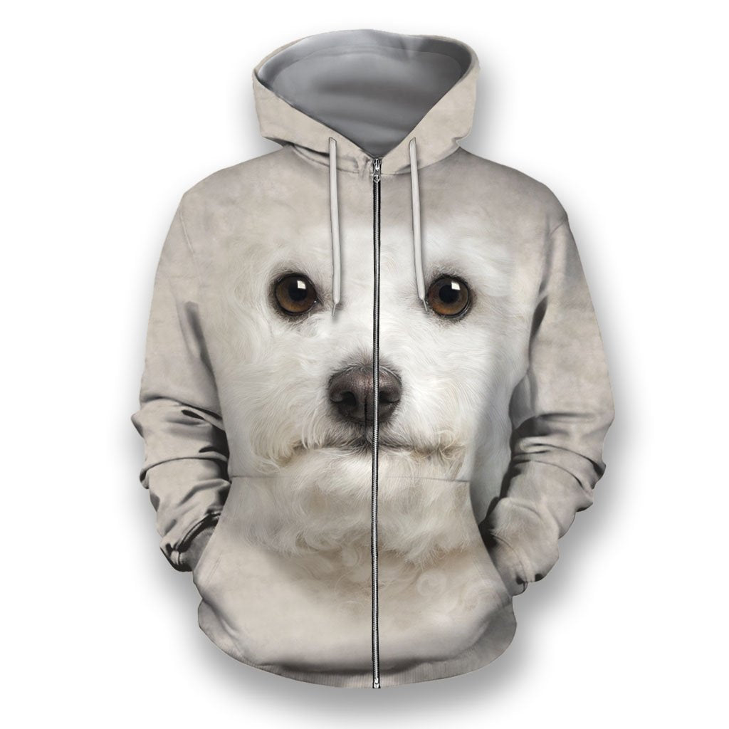 3D All Over Print Bichon Frise Face-Apparel-NTT-Zip-S-Vibe Cosy™