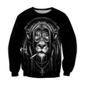 3D All Over Print Black & White Lion Smoking-Apparel-NTT-Sweatshirt-S-Vibe Cosy™