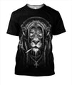 3D All Over Print Black & White Lion Smoking-Apparel-NTT-T-Shirt-S-Vibe Cosy™