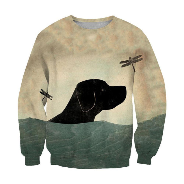 3D All Over Print Black Labrador Retriever With Dragonfly-Apparel-NTT-Sweatshirt-S-Vibe Cosy™