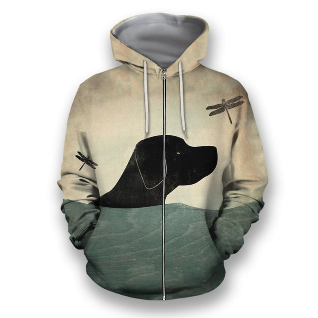 3D All Over Print Black Labrador Retriever With Dragonfly-Apparel-NTT-ZIPPED HOODIE-S-Vibe Cosy™