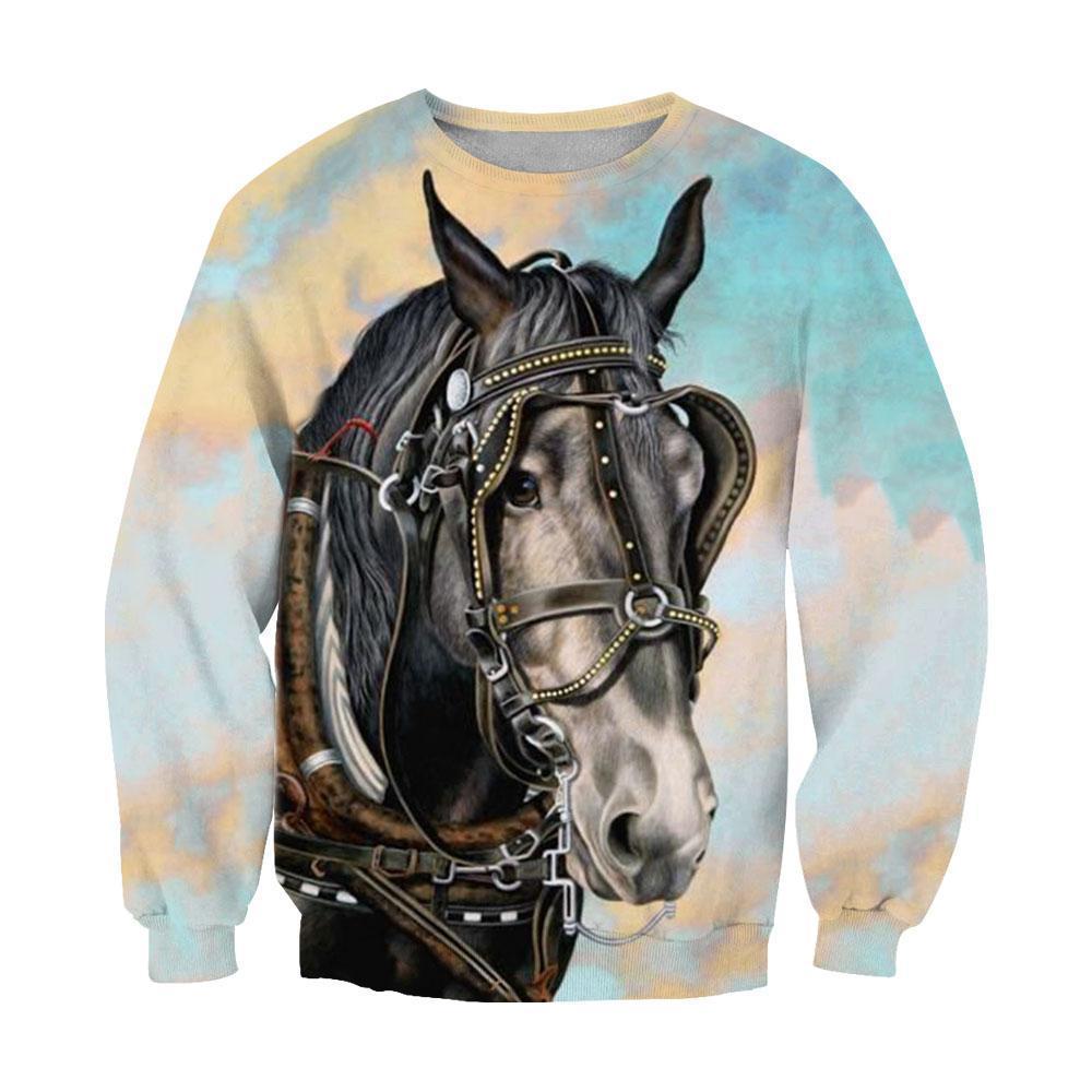 3D All Over Print Black Horse-Apparel-NTT-Sweatshirt-S-Vibe Cosy™