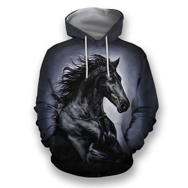 3D All Over Print Black Horse Art-Apparel-NTT-Hoodie-S-Vibe Cosy™