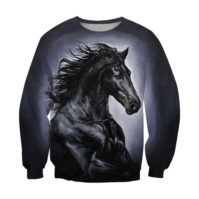 3D All Over Print Black Horse Art-Apparel-NTT-Sweatshirt-S-Vibe Cosy™