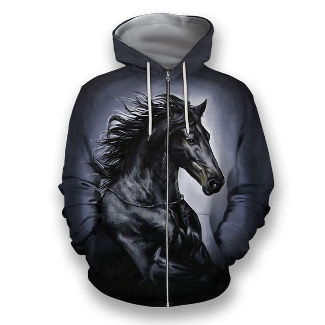 3D All Over Print Black Horse Art NK-Apparel-NNK-Zip-S-Vibe Cosy™