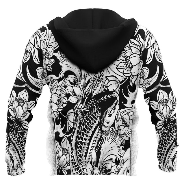 Japan Hoodie - Koi Fish And Samurai - Amaze Style™-Apparel