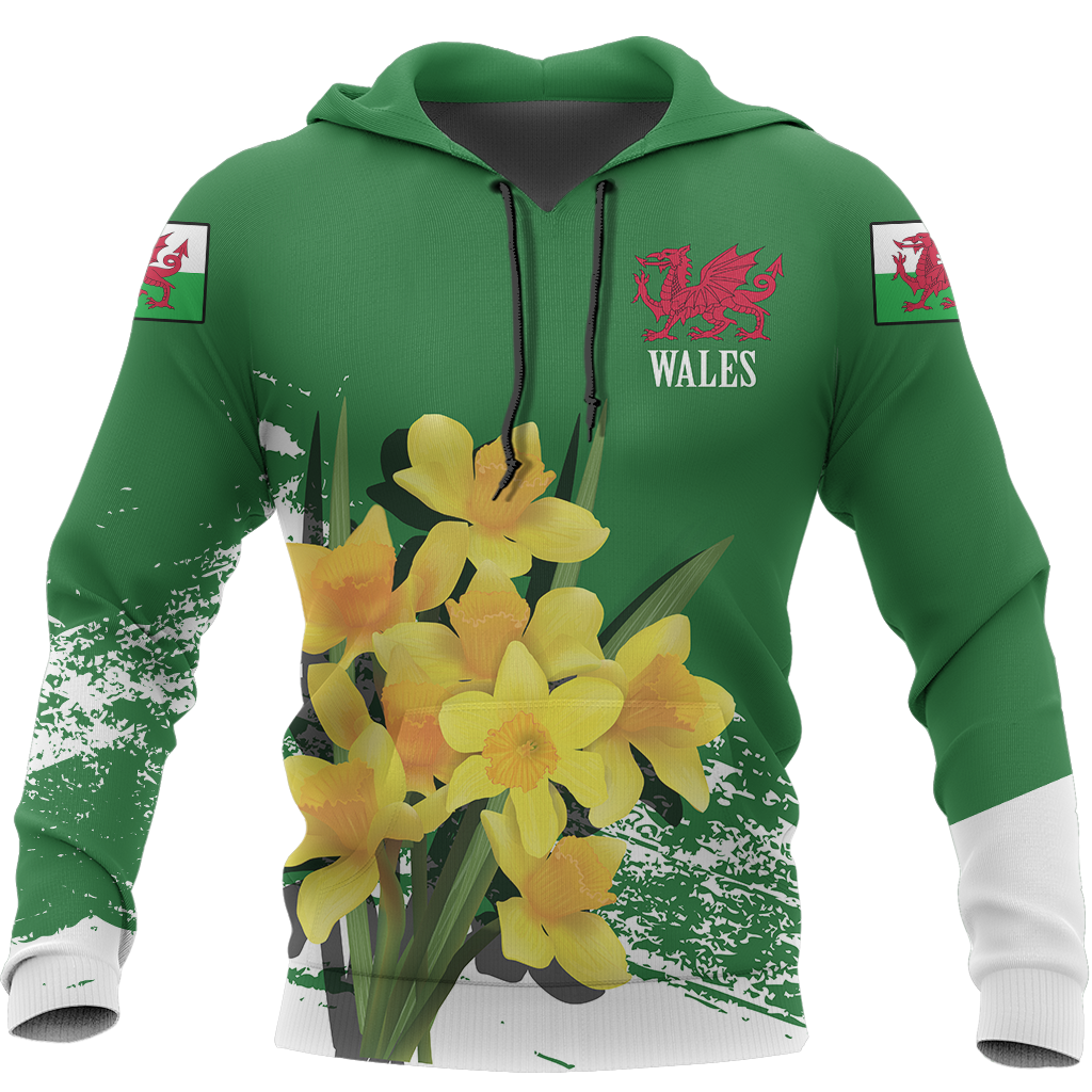 Wales Daffodil Hoodie Special Version PL-Apparel-PL8386-Hoodie-S-Vibe Cosy™