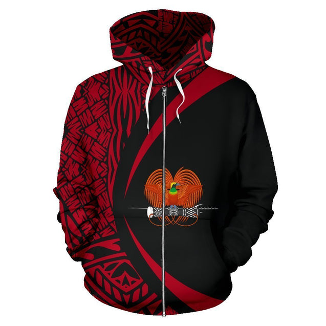 Papua New Guinea Polynesian Zip-Up Hoodie - Circle Style 04 - J4-NVD1070-Apparel-Amazing Hoodie-Zip Hoodie-S-Vibe Cosy™