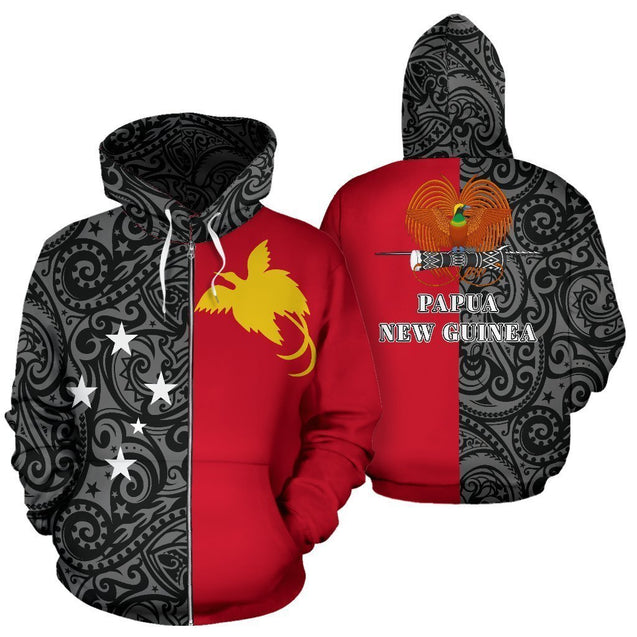 Papua New Guinea Hoodie Half Style In Me Th72 NVD1083-Apparel-Ocean Hoodie-Zip Hoodie-S-Vibe Cosy™