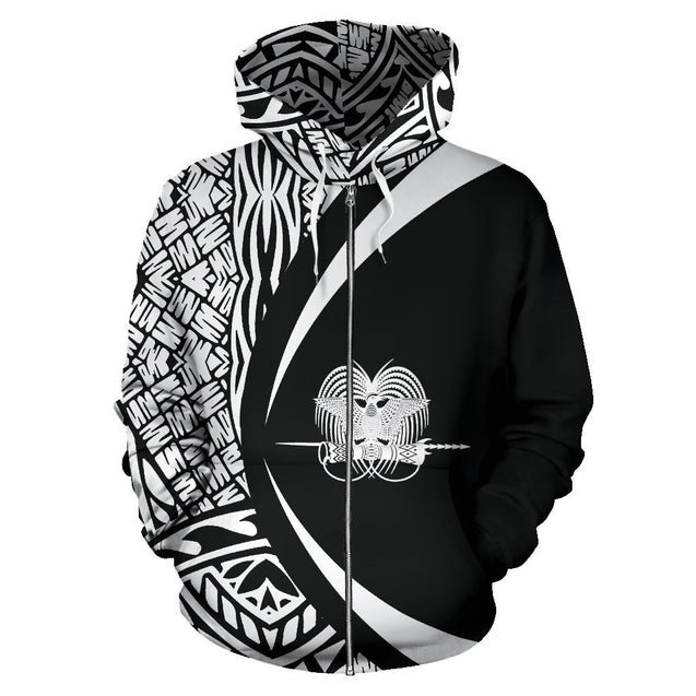 Papua New Guinea Polynesian Zip-Up Hoodie - Circle Style 02 - J4 NVD1097-Apparel-Ocean Hoodie-Zip Hoodie-S-Vibe Cosy™